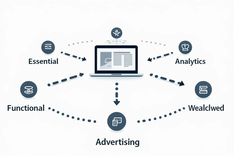 Representación visual de diferentes tipos de cookies y su función