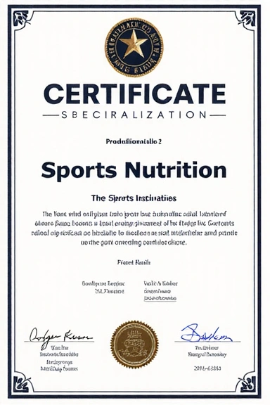 Certificado de especialización en Nutrición Deportiva.